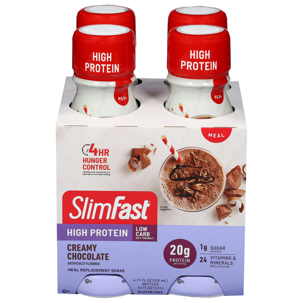 SlimFast Creamy Chocolate 20g High Protein Meal Replacement Shakes - 4 pk