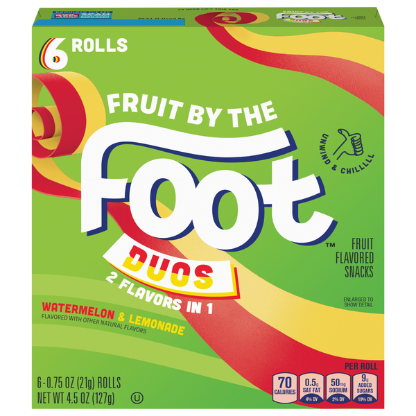 Fruit By The Foot Duos Watermelon & Lemonade Fruit Flavored Snacks - 6 ct