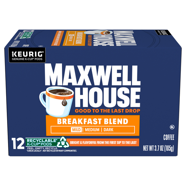 Maxwell House Breakfast Blend Light Roast Coffee K-Cup Pods