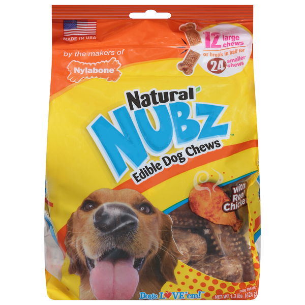 Nylabone Nubz Natural Chicken Flavor Large Edible Dog Chews - 12 ct