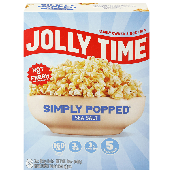 Jolly Time Simply Popped Microwave Popcorn Sea Salt - 6 ct