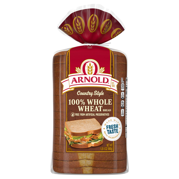 Arnold Country Style Whole Grain 100% Whole Wheat Bread Sliced