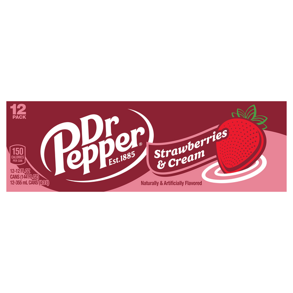 Dr Pepper Strawberries & Cream Soda - 12 pk