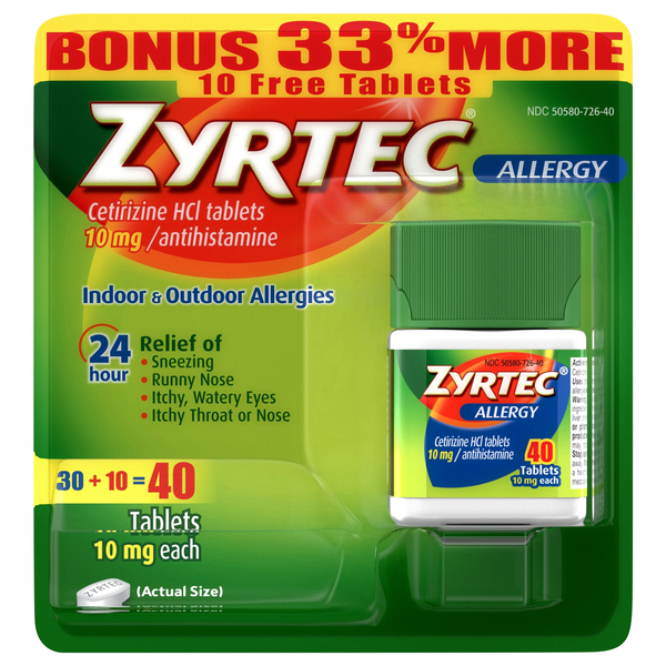 Zyrtec Indoor & Outdoor Allergy 10 mg Tablets