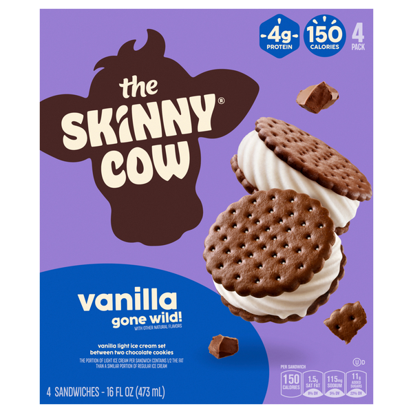 Skinny Cow Vanilla Gone Wild Ice Cream Sandwiches - 4 ct