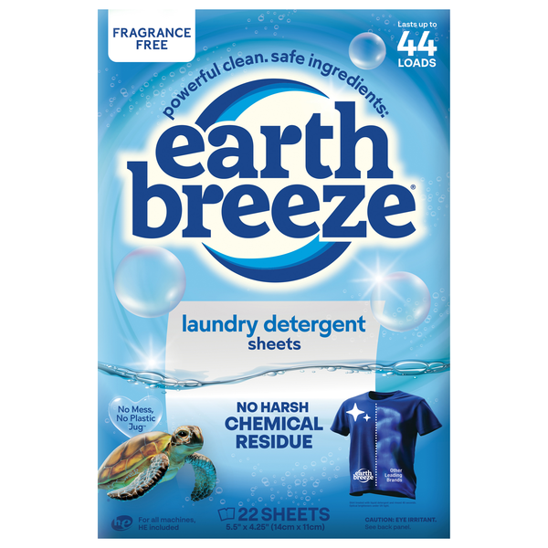 Earth Breeze Fragrance Free Laundry Detergent Sheets