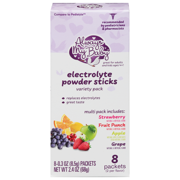 Always My Baby Variety Pack Electrolyte Powder Sticks - 8 ct