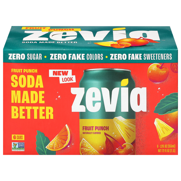 Zevia Zero Sugar Fruit Punch Soda - 6 pk