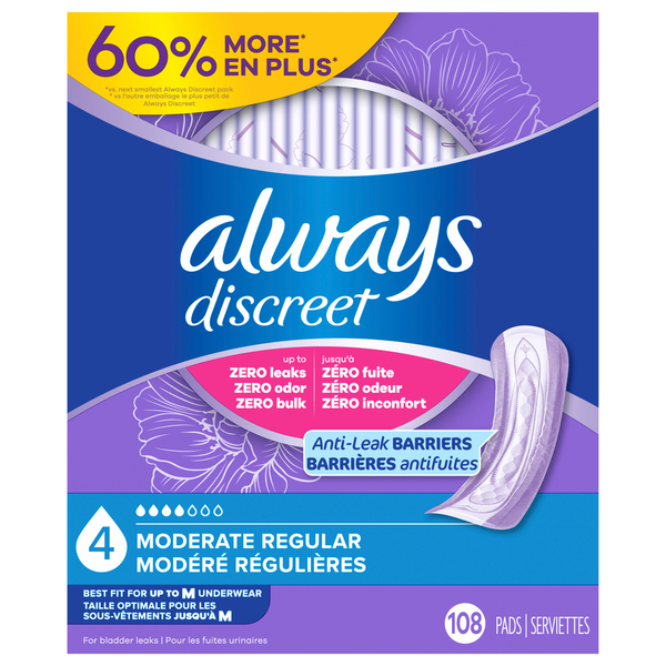 Always Discreet Incontinence Pads 4 Moderate