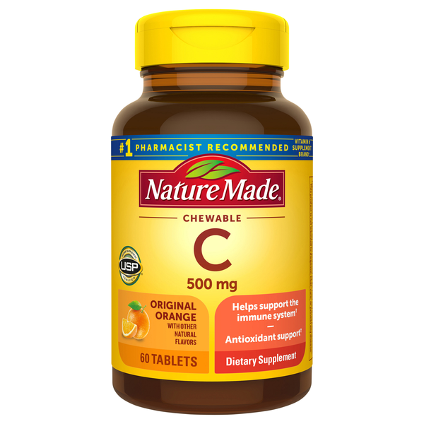 Nature Made Vitamin C 500 mg Dietary Supplement Chewable Tablets Orange