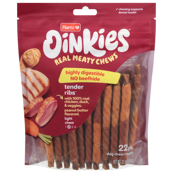 Hartz Oinkies Tender Ribs Chicken Duck Beefhide Free Dog Chews - 22 ct