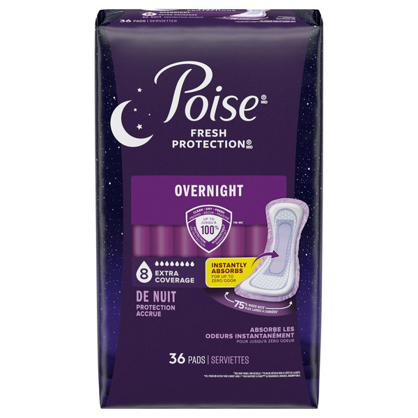 Poise Fresh Protection Incontinence Pads Overnight Extra Coverage