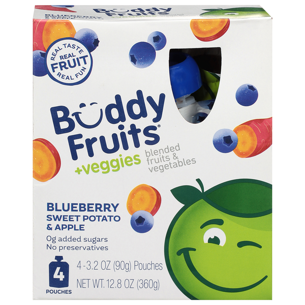 Buddy Fruits + Veggies Natural Blueberry Sweet Potato Apple Pouches - 4 ct