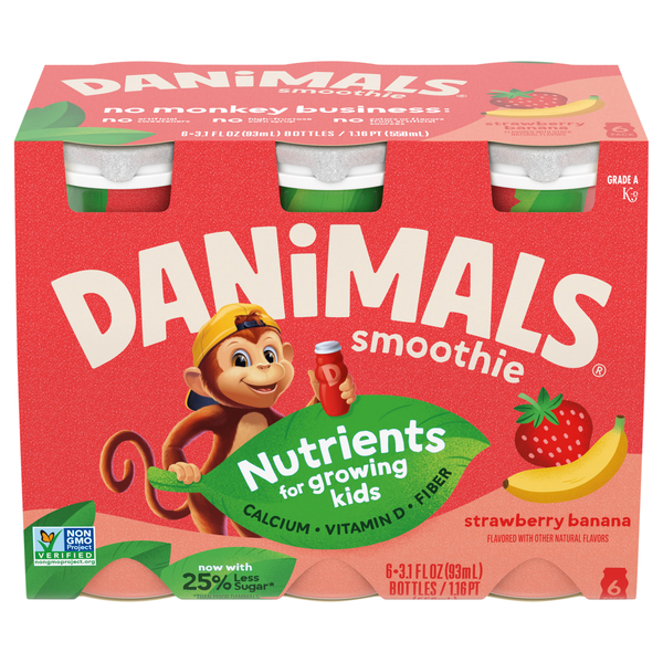 Danimals Danimals Smoothie Strawberry Banana Drink - 6 pk