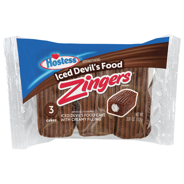 Hostess Zingers Iced Devil's Food Snack Cakes - 3 ct