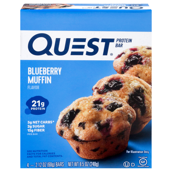 Quest Keto Friendly Blueberry Muffin 21g Protein Bar - 4 ct