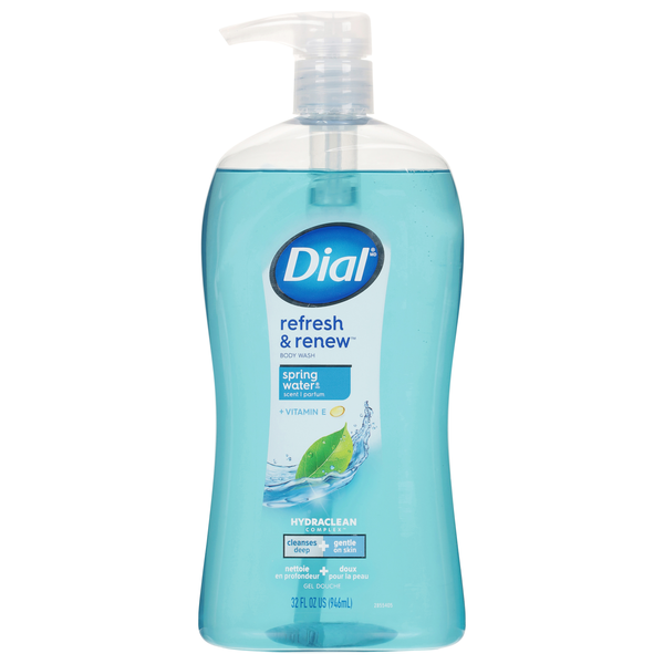 Dial Refresh & Renew Spring Water + Vitamin E Body Wash Pump