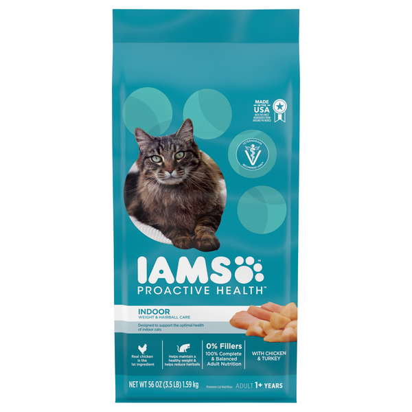 IAMS Proactive Health Indoor Weight & Hairball Chicken Turkey Dry Cat Food