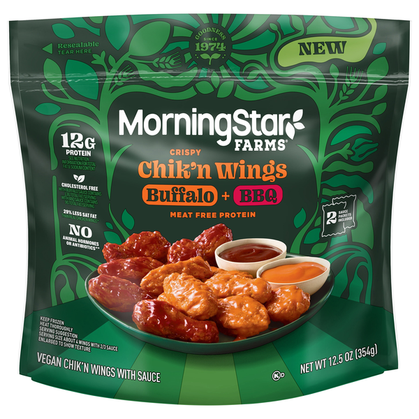 Morningstar Farms Buffalo + BBQ Crispy Chik'n Wings Frozen