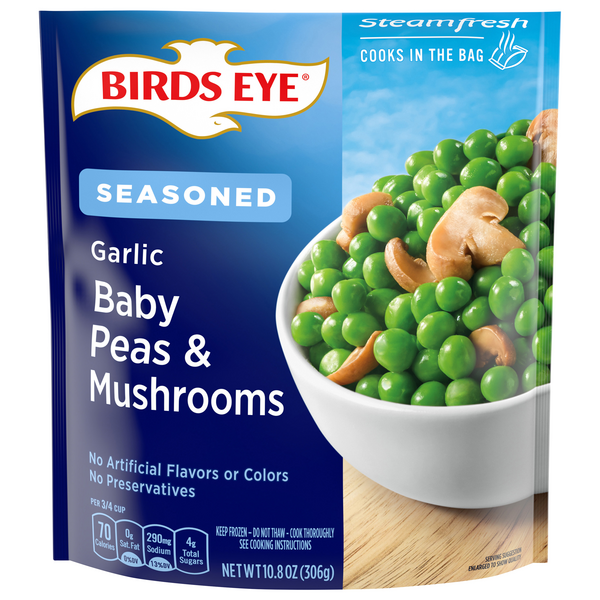 Birds Eye Steamfresh Seasoned Garlic Baby Peas & Mushrooms Frozen
