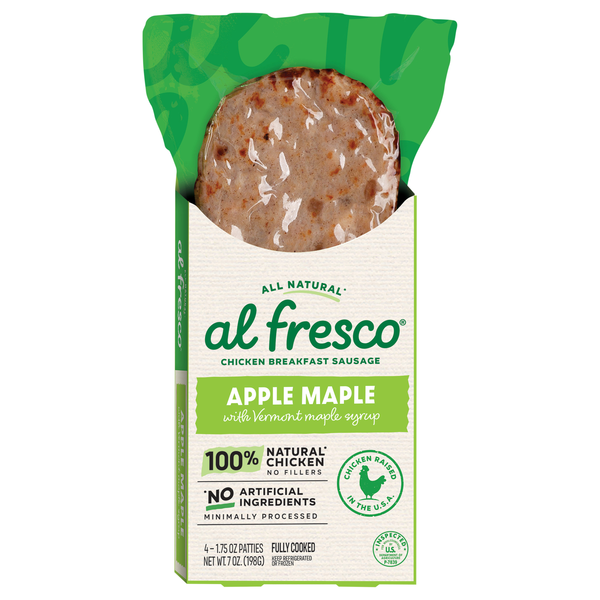 Al Fresco Natural Apple Maple Chicken Breakfast Sausage Patties - 4ct