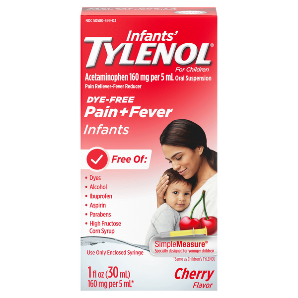 Tylenol Infants' Pain Fever Dye-Free Cherry Acetaminophen Oral Suspension