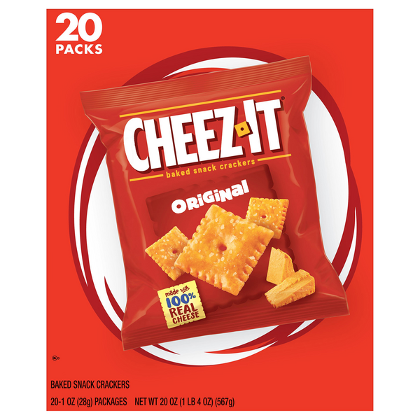 Cheez-It Original Baked Cheese Crackers Packs - 20 ct