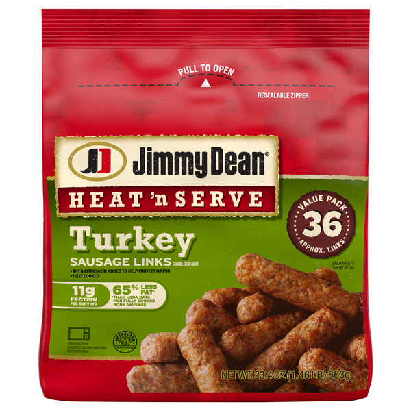 Jimmy Dean Heat 'n Serve Turkey Breakfast Sausage Links - 36 ct Frozen