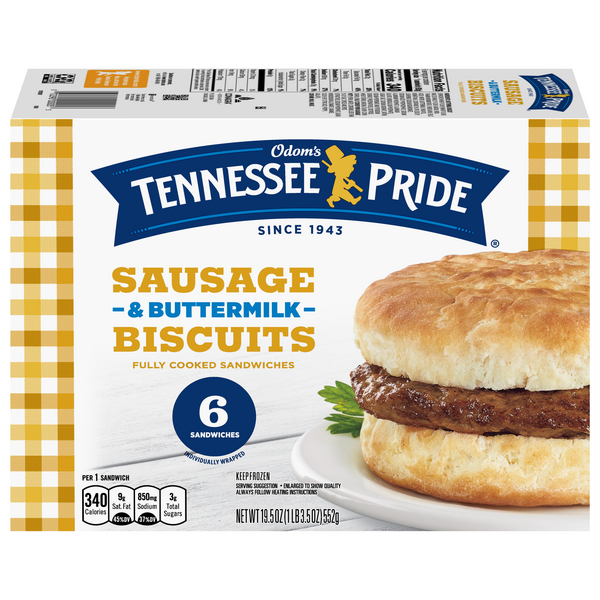 Save on Odom's Tennessee Pride Sandwiches Sausage & Buttermilk Biscuits 6 ct Order Online