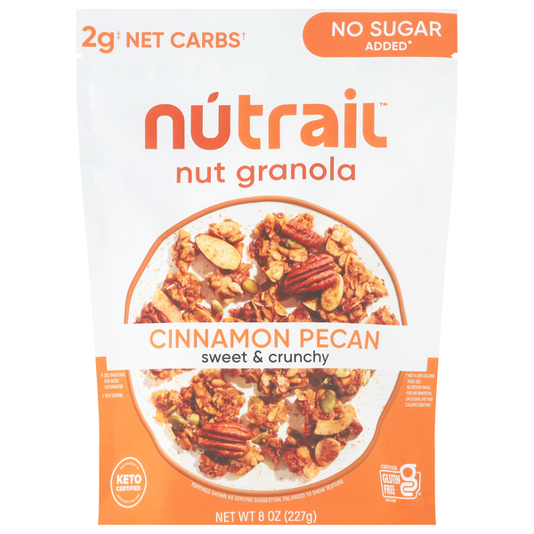 NuTrail Gluten Free No Sugar Added Keto Cinnamon Pecan Nut Granola