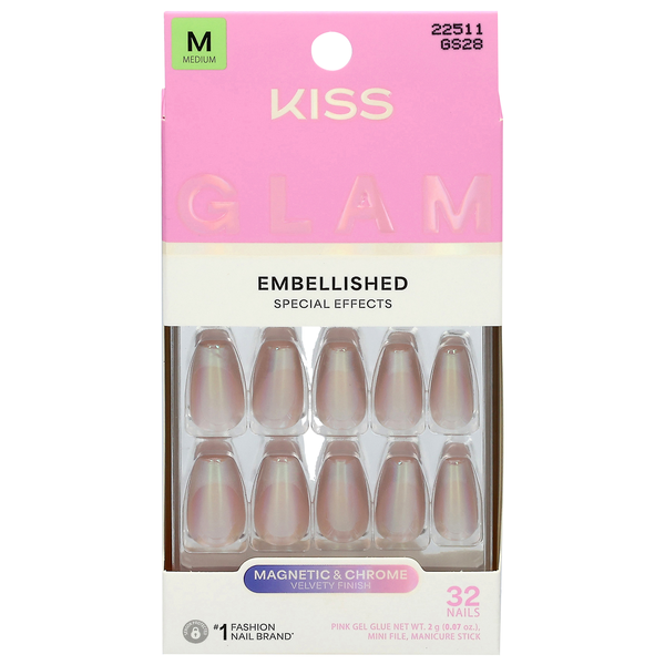 Kiss Glam Embellished Nails Medium Length Dusk Mirage