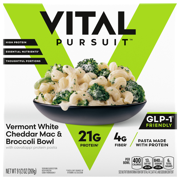 Vital Pursuit Veggie Lovers White Cheddar Mac & Broccoli Bowl Frozen Meal