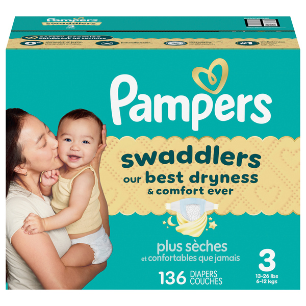 Pampers Swaddlers Size 3 Baby Diapers 16-28 lb