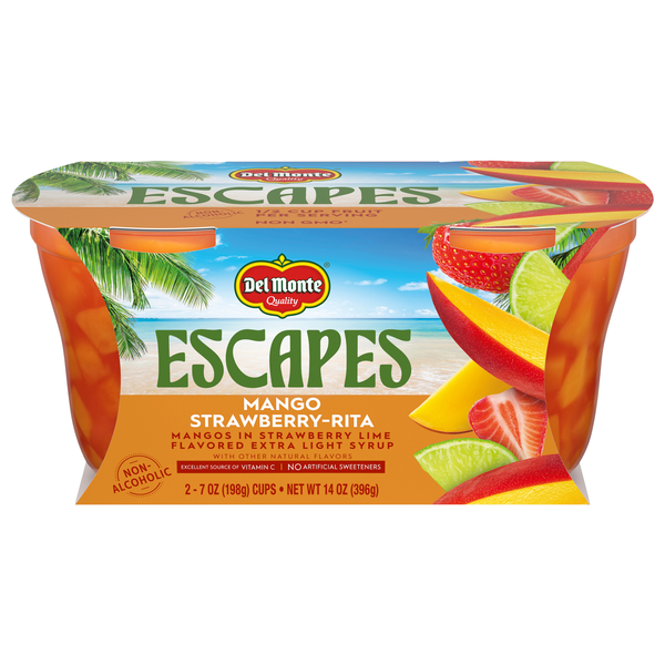 Del Monte Escapes Non-Alcoholic Mango Strawberry-Rita Fruit Cups - 2 ct