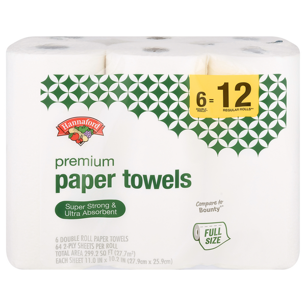 Hannaford Full Size Double Roll 2-Ply Premium Paper Towels