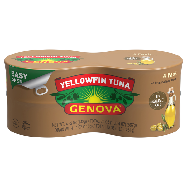 Genova Wild Caught Yellowfin Tuna in Olive Oil - 4 ct