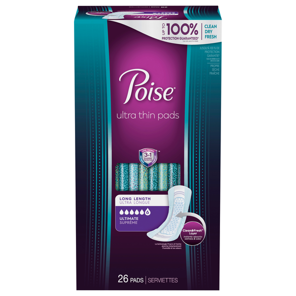Save on Poise Incontinence Pads Ultra Thins with Wings Ultimate Long
