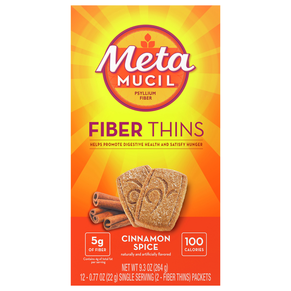 MetaMucil Cinnamon Spice Psyllium Fiber Thins - 12 ct