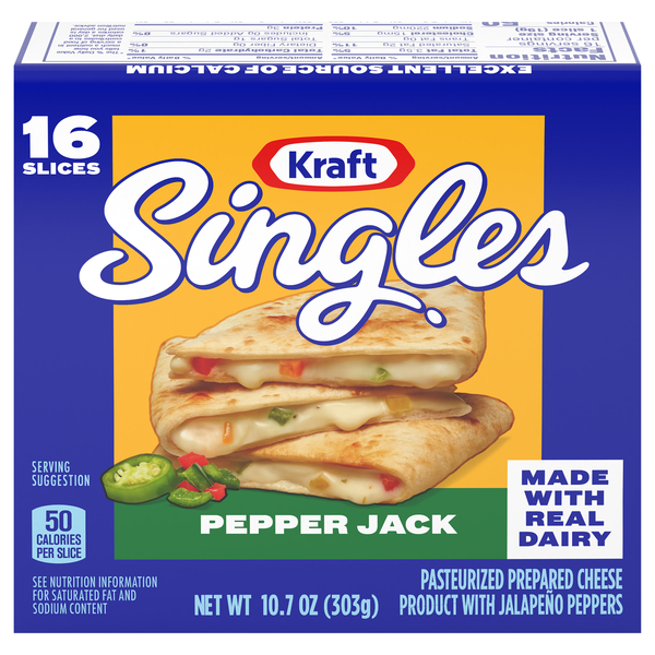 Kraft Singles Pepper Jack Cheese Slices - 16 ct