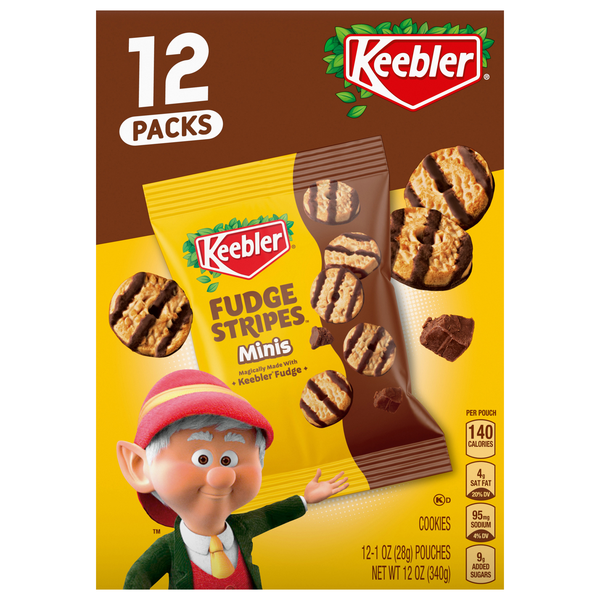 Keebler Fudge Stripes Minis Original Cookie Packs - 12 ct