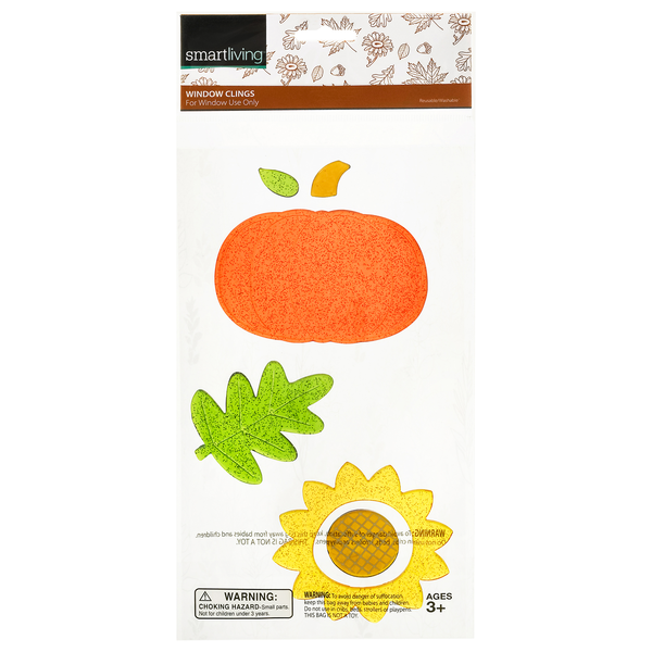 Smart Living Fall Window Clings Pumpkin/Sun Ages 3+