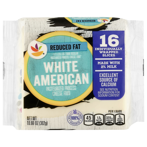 Stop & Shop Singles Reduced Fat White American Cheese Slices - 16 ct