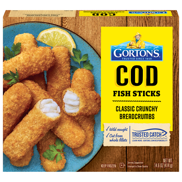Gorton's Wild Caught Classic Crunchy Cod Fish Sticks Frozen