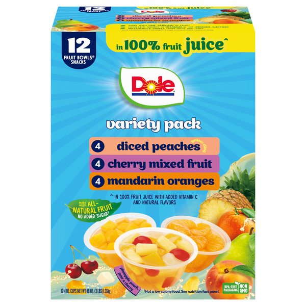 Dole Peaches Mixed Fruit & Oranges Variety Cups in Juice - 12 ct