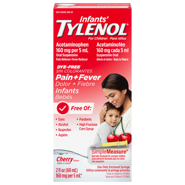 Tylenol Infants' Pain Fever Dye-Free Cherry Acetaminophen Oral Suspension