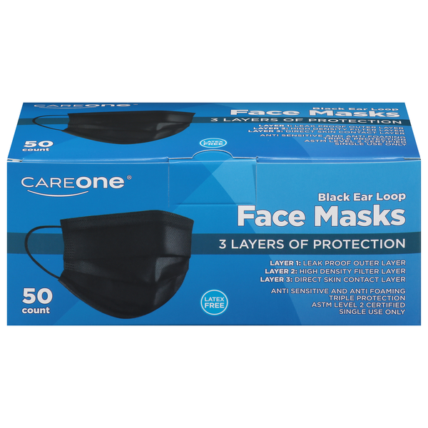 CareOne Triple Protection Face Masks Black