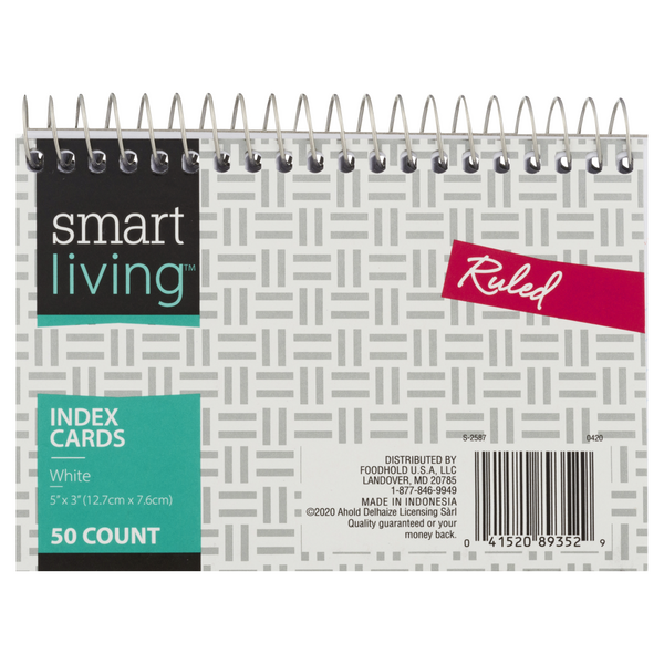 Smart Living Index Cards Spiral Bound Ruled 3 X 5 Inch