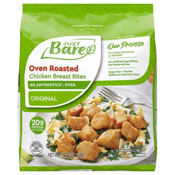 Just Bare Fully Cooked Original Oven Roasted Chicken Breast Bites Frozen
