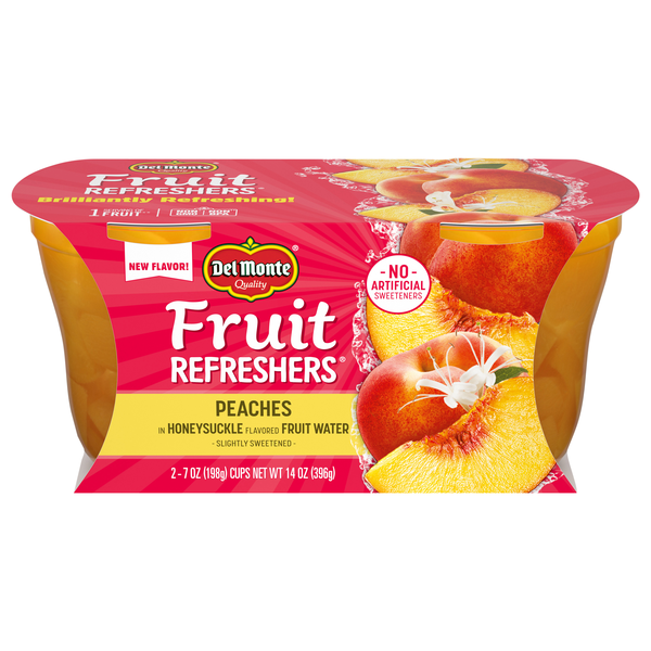 Del Monte Fruit Refreshers Peaches Cups in Honeysuckle Water - 2 ct