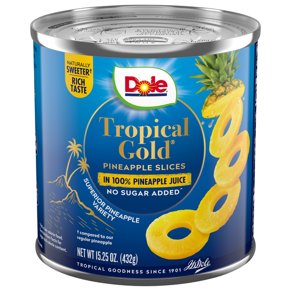 Dole No Sugar Added Tropical Gold Pineapple Slices in Juice